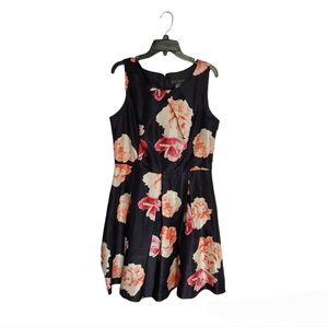 Jessica Howard Navy Blue Floral Pleated Dress Size 14